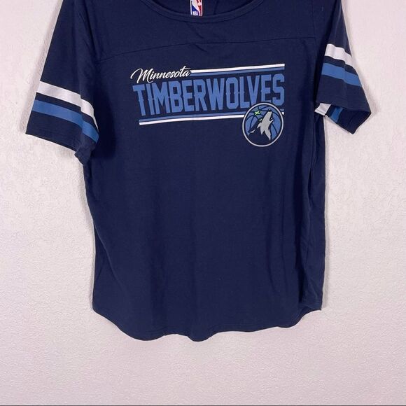 NBA Minnesota Timberwolves Basketball Blue Short Sleeve Tshirt - Picture 4 of 5